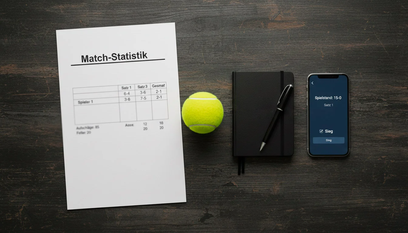 Verschiedene Wettscheine und Tennisball auf einem Schreibtisch